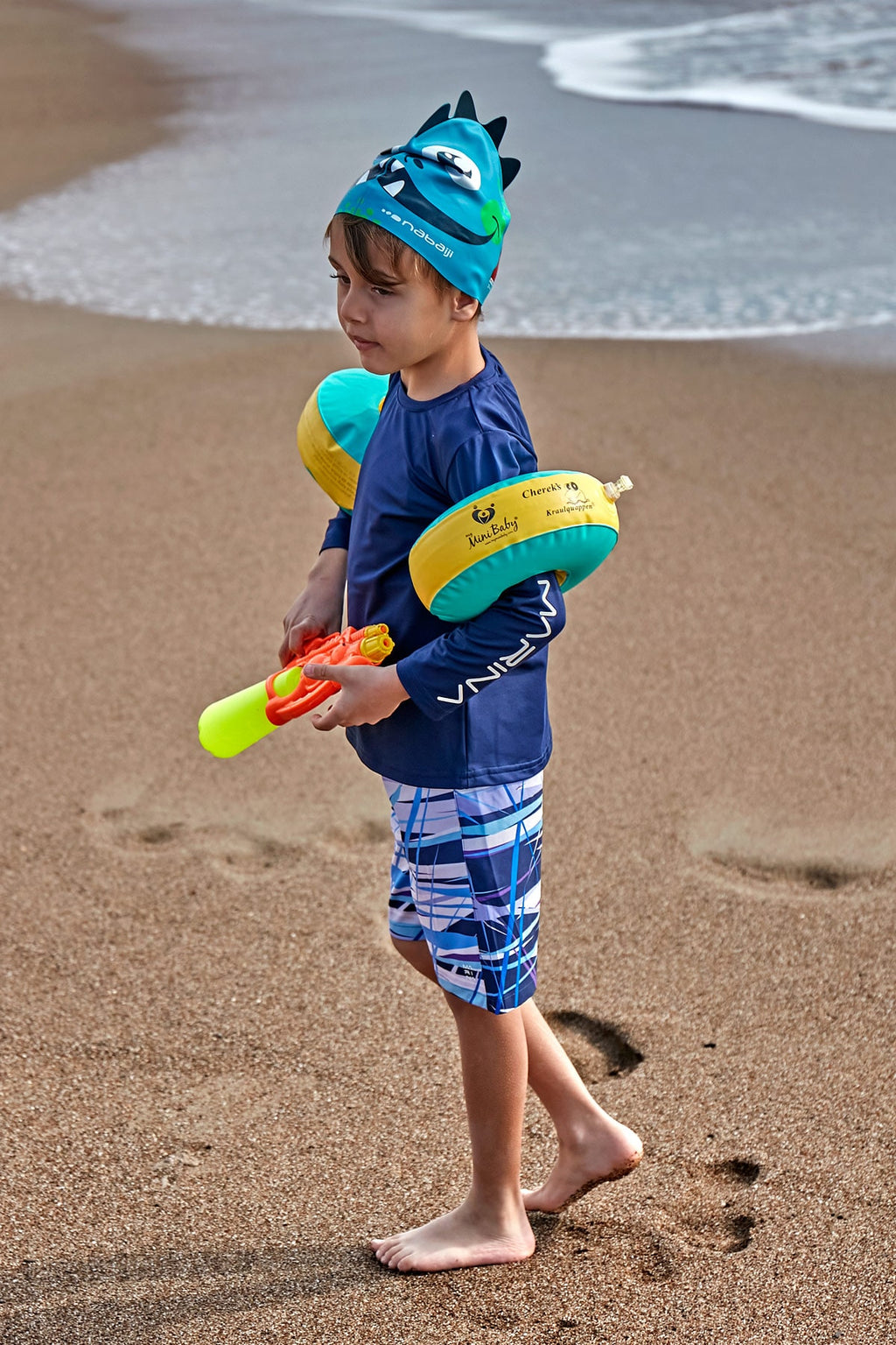 Boys indigo striped shorts