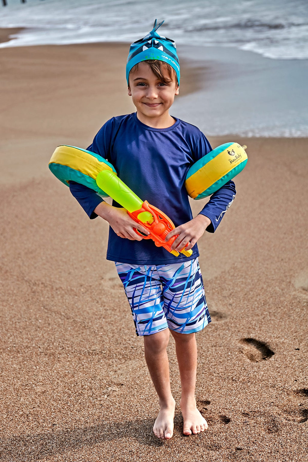 Boys indigo striped shorts